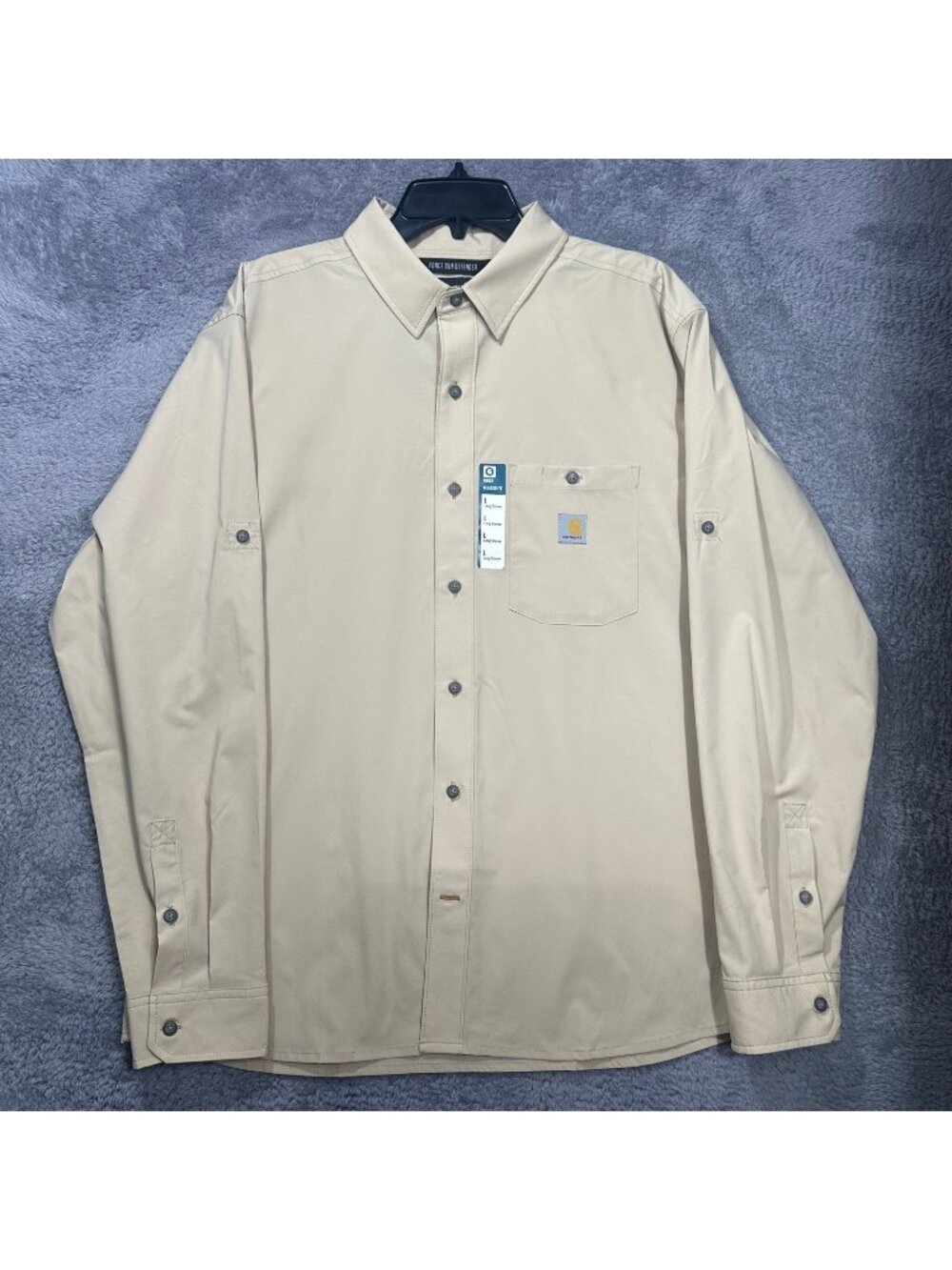 Carhartt Force Sun Defender Shirt Mens L Tan Relaxed Fit Long Sleeve TW6552-M